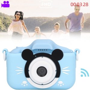 Mini camera foto albastru pentru copii, aparat foto mickey, Homedit