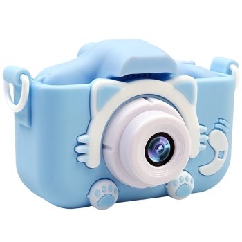 Mini camera foto albastru pentru copii, aparat foto cat, Homedit