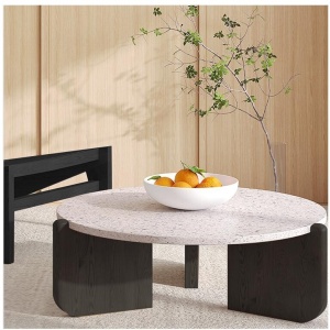 Masa premium Luce, stejar rosu si Terrazzo, 80 x 35 cm, Homedit