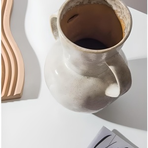 vaza ceramica blunt, 25 x 19,5 x 11 cm, bej, homedit vaza ceramica blunt, 25 x 19,5 x 11 cm, bej, homedit