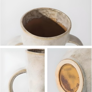 vaza ceramica blunt, 25 x 19,5 x 11 cm, bej, homedit vaza ceramica blunt, 25 x 19,5 x 11 cm, bej, homedit