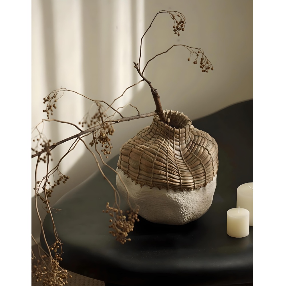 vaza ceramica loura, 24 x 22 x 22 cm, alb + bej, homedit vaza ceramica loura, 24 x 22 x 22 cm, alb + bej, homedit
