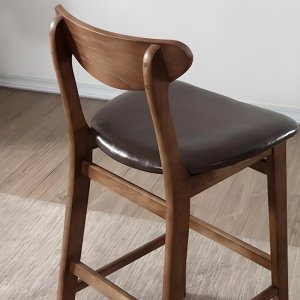 Scaun de bar Volya din lemn masiv și piele – design elegant, 106 cm înălțime | Homedit