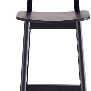 Scaun bar Rika din lemn de cauciuc cu spătar din ratan împletit,  Homedit