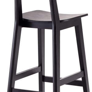 Scaun bar Rika din lemn de cauciuc cu spătar din ratan împletit,  Homedit