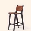 scaun de bar din lemn masiv lunea, scaun lemn masic cu benzi din piele impletita, homedit scaun de bar din lemn masiv lunea, scaun lemn masic cu benzi din piele impletita, homedit