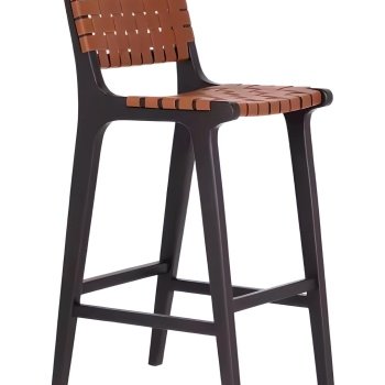 scaun de bar din lemn masiv lunea, scaun lemn masic cu benzi din piele impletita, homedit