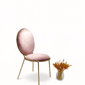 Scaun Rosalie cu catifea roz pudrată și cadru auriu – design rafinat pentru interioare elegante, Homedit