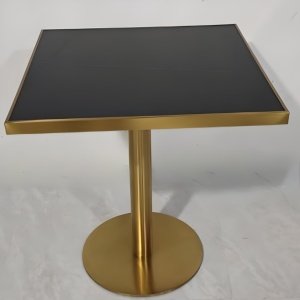 Masa cocktail Stilo, 70 x 75 cm, Auriu periat si piatra neagra, Homedit