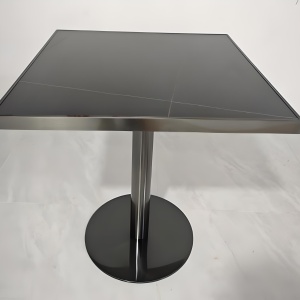 Masa cocktail Stilo, 70 x 75 cm, Otel inoxidabil si piatra neagra, Homedit