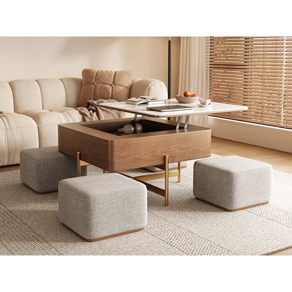 Masa de cafea lemn si furnir de lemn Lift Up, Homedit