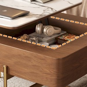 Masa de cafea lemn si furnir de lemn Lift Up, Homedit