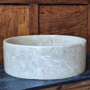 Lavoar Rotund Caliza 38 cm din Travertin Natural | Homedit