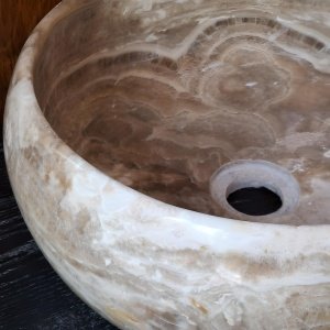 Lavoar Rotund Mavo din Onix Natural Ø38 cm – Finisaj Mat & Montaj Pe Blat | HomeEdit