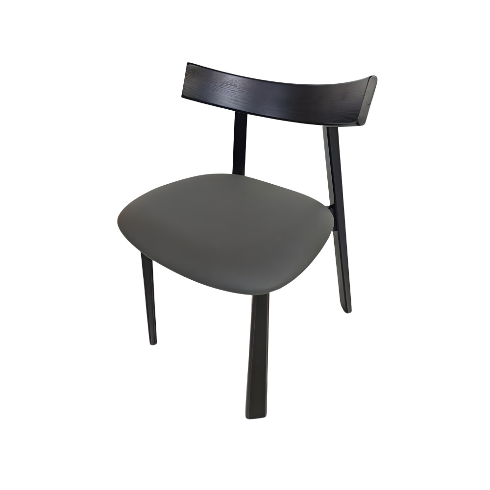 Scaun premium Golian din lemn masiv, piele gri, Homedit