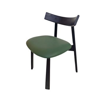 Scaun premium Golian din lemn masiv, piele verde, Homedit