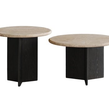 Masuta cafea Manaby, set premium din stejar rosu si piatra, Homedit