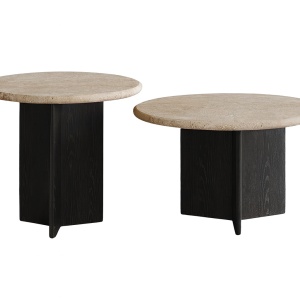 Masuta cafea Manaby, set premium din stejar rosu si piatra, Homedit