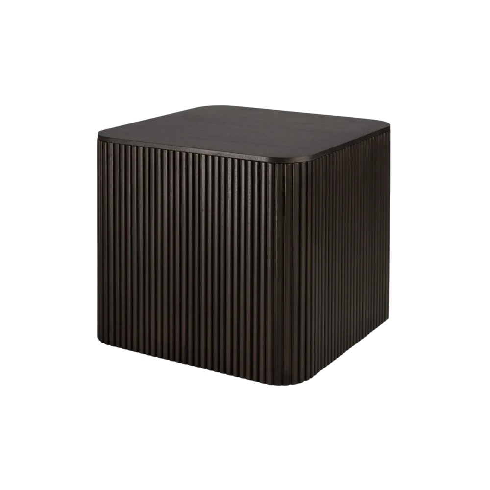 Masuta living lemn si ardezie Moss, negru, 50 x 50 x 45 cm, Homedit