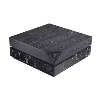 Masa cafea premium Zircon, piatra naturala, lemn trandafir negru si furnir 80 x 80 x 31 cm, Homedit