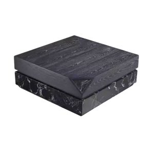 Masa cafea premium Zircon, piatra naturala, lemn trandafir negru si furnir 80 x 80 x 31 cm, Homedit
