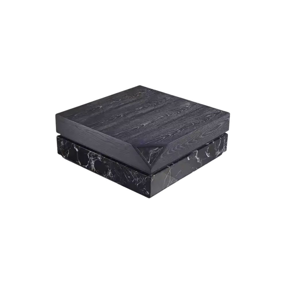 Masa cafea lemn masiv si marmura 80 x 80 x 31 cm Zircon, Homedit