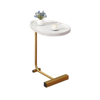 Masuta living premium laterala, masuta living 70 cm x 45 cm x 30 cm, alb / auriu, Homedit