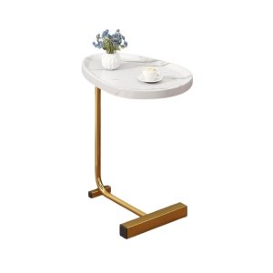 Masuta living premium laterala, masuta living 70 cm x 45 cm x 30 cm, alb / auriu, Homedit