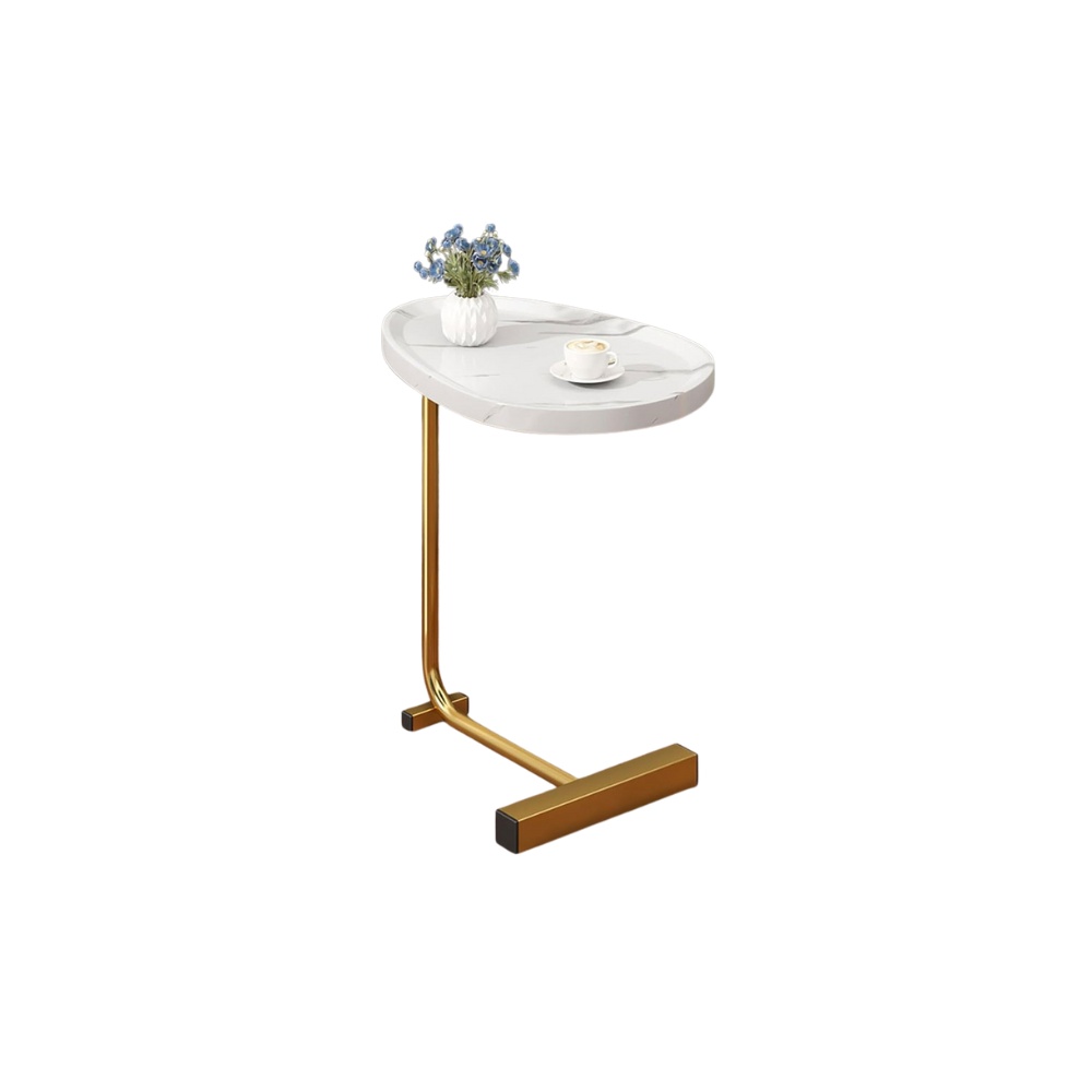 Masuta living premium laterala, masuta living 70 cm x 45 cm x 30 cm, alb / auriu, Homedit