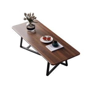 Masuta premium cafea, 120 cm x 60 cm x 45 cm, Walnut din lemn si otel, Homedit