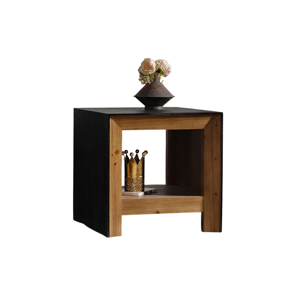 Masuta de cafea/noptiera, 60 cm x 60 cm x 60.5 cm din lemn masiv, Wabi, Homedit Masuta de cafea/noptiera, 60 cm x 60 cm x 60.5 cm din lemn masiv, Wabi, Homedit