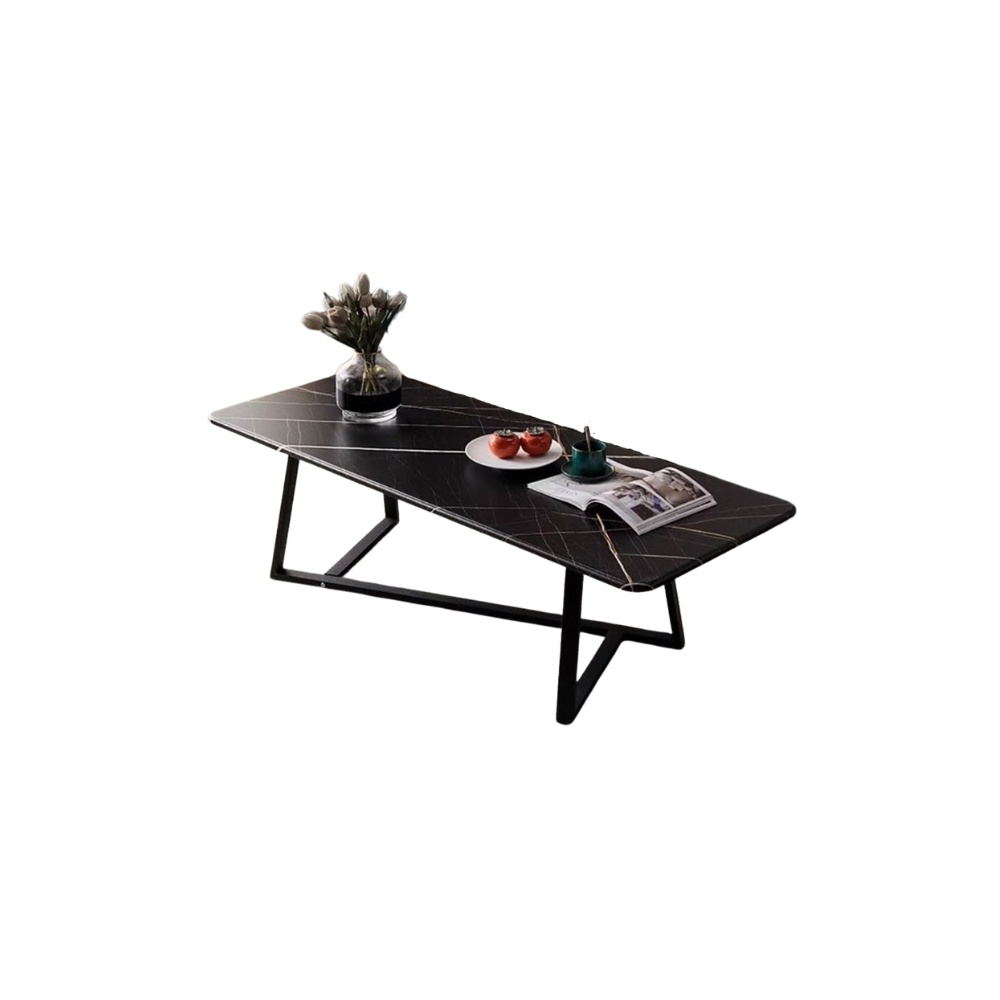 Masuta pentru cafea, 120 cm x 60 cm x 45 cm, masuta premium Black Marble din lemn si otel, Homedit