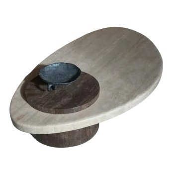 Masuta cafea din piatra naturala si stejar 130 cm x 73 cm x 43 cm Paulo, Homedit