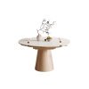 Masa extensibila lemn masiv Jhonson, masa dining rotunda Homedit Masa extensibila lemn masiv Jhonson, masa dining rotunda Homedit