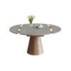 Masa extensibila 150 x 90 x 75 cm lemn masiv si ardezie gri Jhonson, masa dining rotunda, basa bucatarie, Homedit
