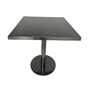 Masa cocktail Stilo, 70 x 75 cm, Otel inoxidabil si piatra neagra, Homedit