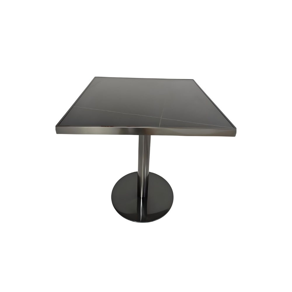 Masa cocktail Stilo, 70 x 75 cm, Otel inoxidabil si piatra neagra, Homedit