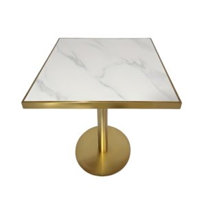 Masa cocktail Stilo, 70 x 75 cm, Auriu periat si piatra, Homedit