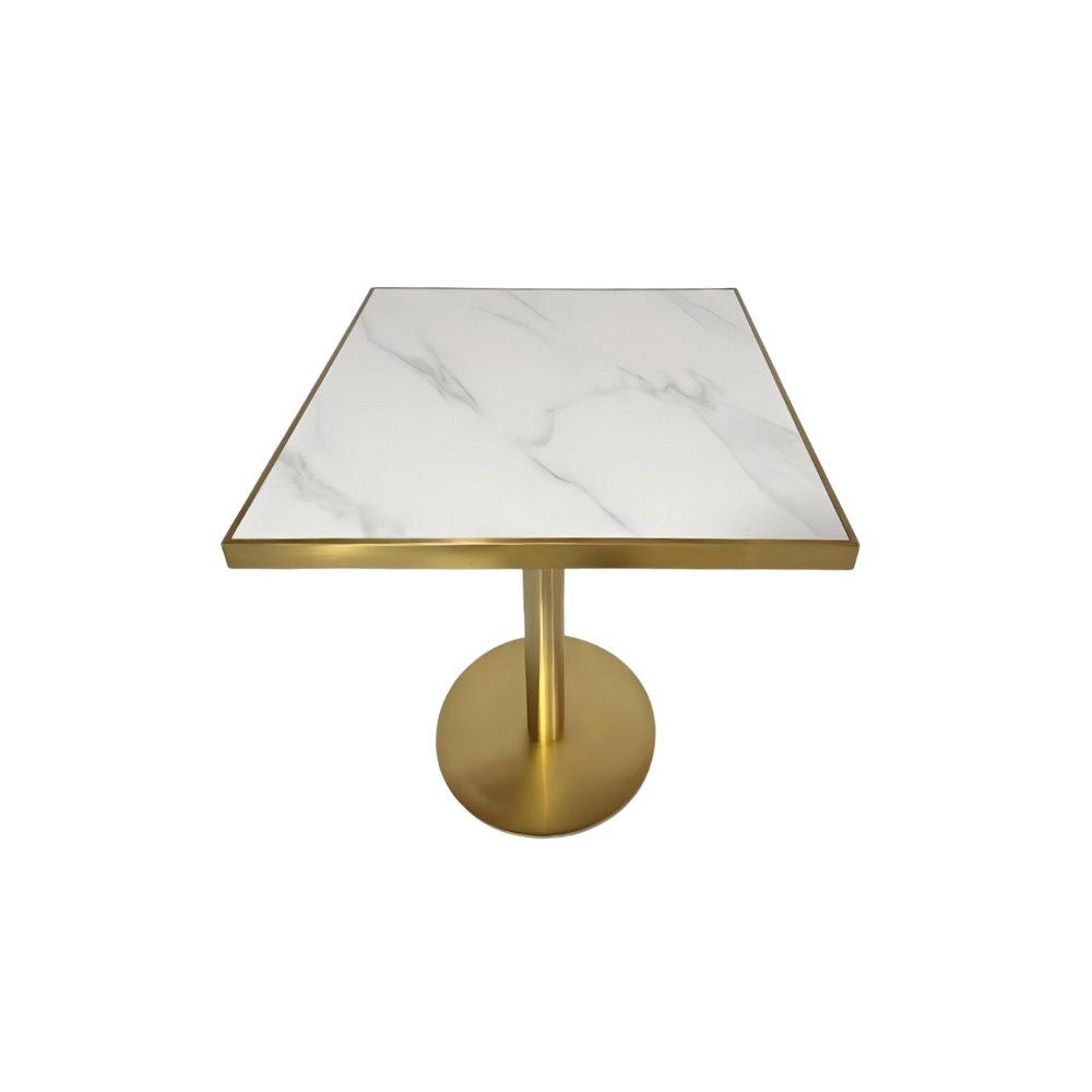 Masa cocktail Stilo, 70 x 75 cm, Auriu periat si piatra, Homedit