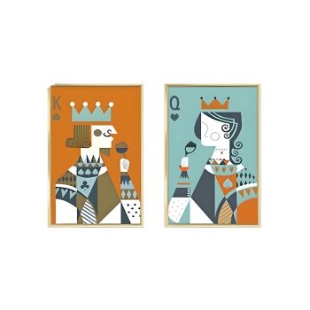 Tablou King & Queen, aliaj de aluminiu + portelan plat, Homedit