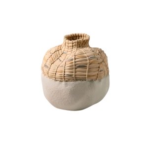 vaza ceramica loura, 24 x 22 x 22 cm, alb + bej, homedit