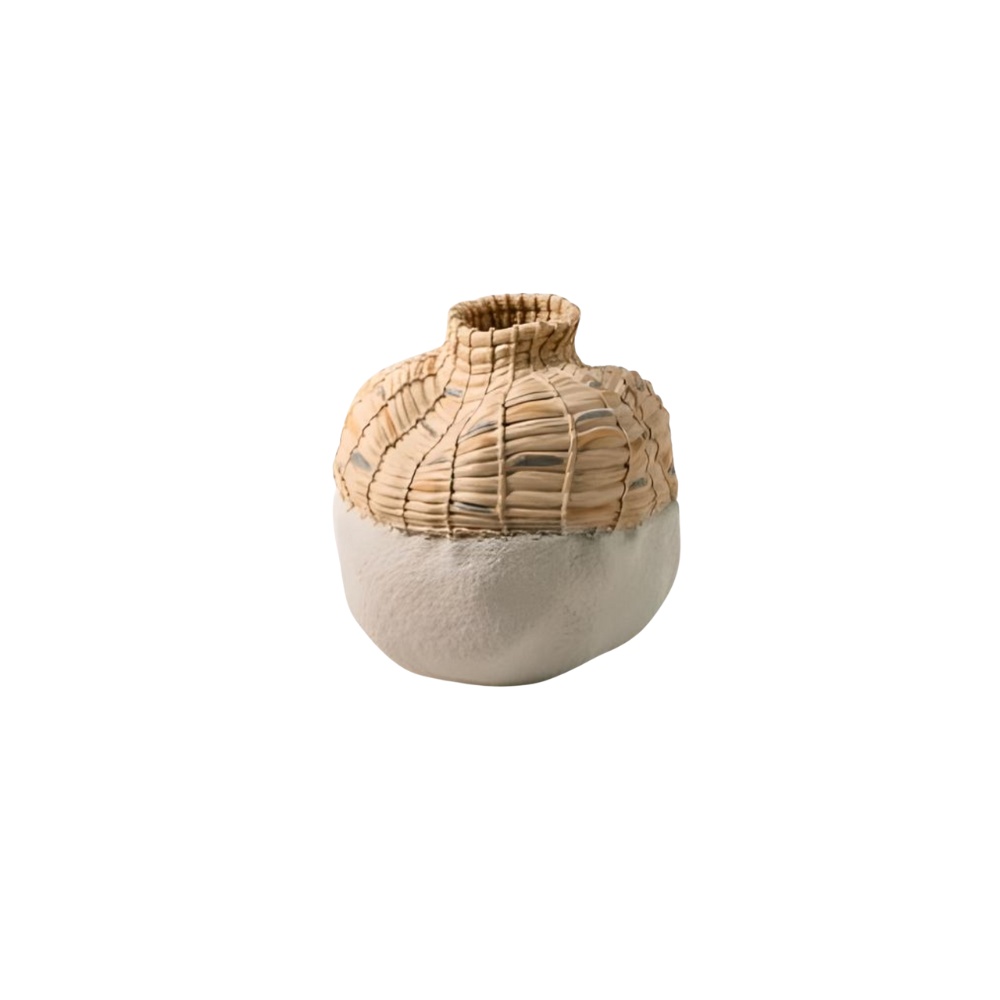vaza ceramica loura, 24 x 22 x 22 cm, alb + bej, homedit