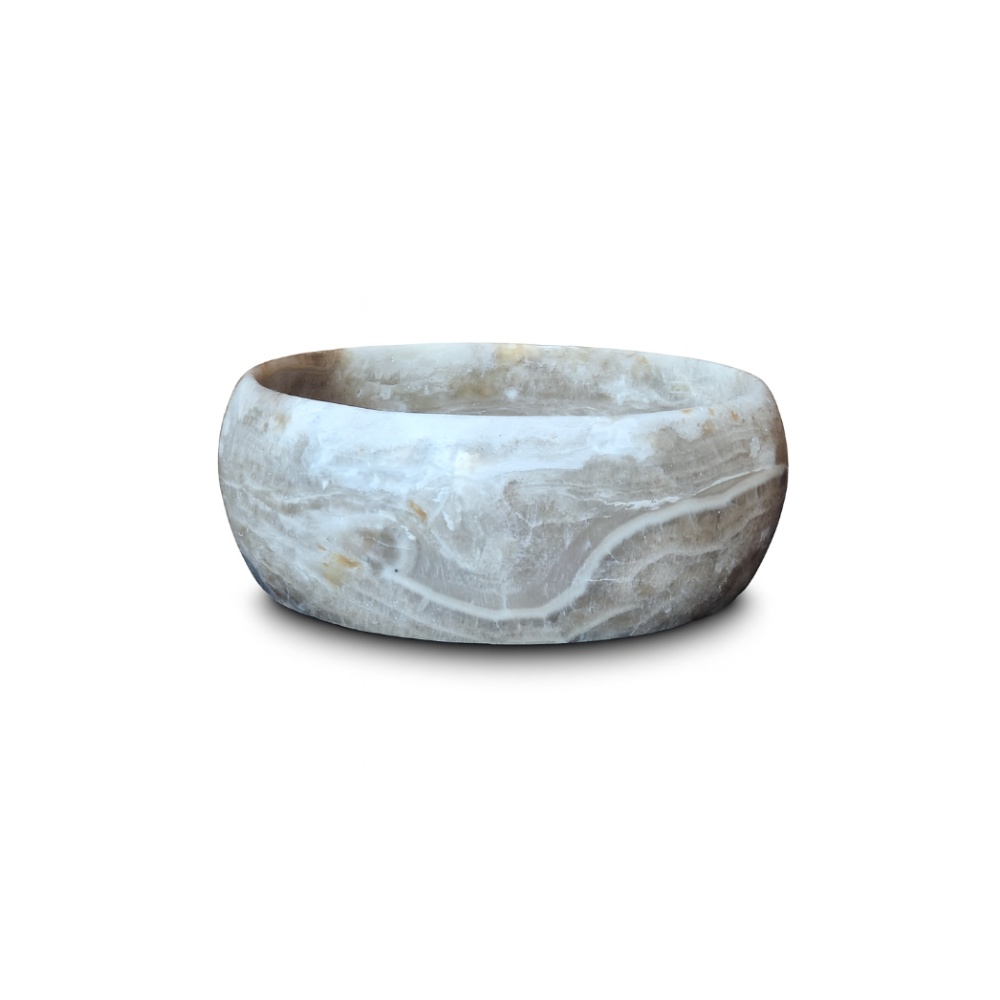 Lavoar Rotund Mavo din Onix Natural Ø38 cm – Finisaj Mat & Montaj Pe Blat | HomeEdit