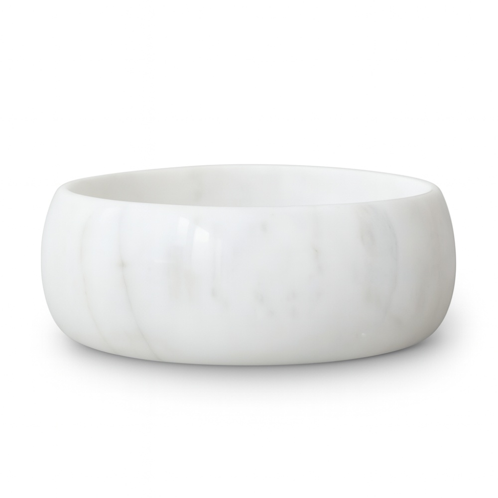 Lavoar rotund Alvoro 38 cm din marmură albă, montaj pe blat | Homedit