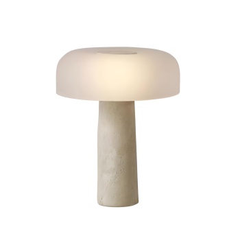 Lampa de birou Numa din travertin și sticlă mată – design nordic minimalist | Homedit