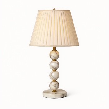 Lampă de birou Rood din marmură Arabescato Corchia cu abajur textil – Homedit