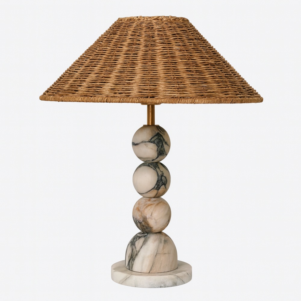 Lampă Soll din marmură și ratan – design natural și elegant | Homedit