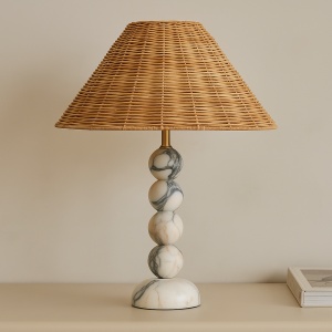 Lampă Soll din marmură și ratan – design natural și elegant | Homedit