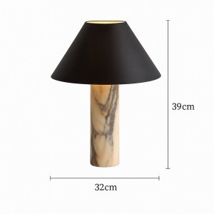 Lampă de birou  Lumo cu bază din marmură și abajur textil negru – design elegant