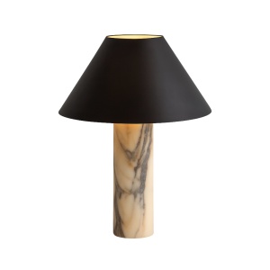 Lampă de birou  Lumo cu bază din marmură și abajur textil negru – design elegant